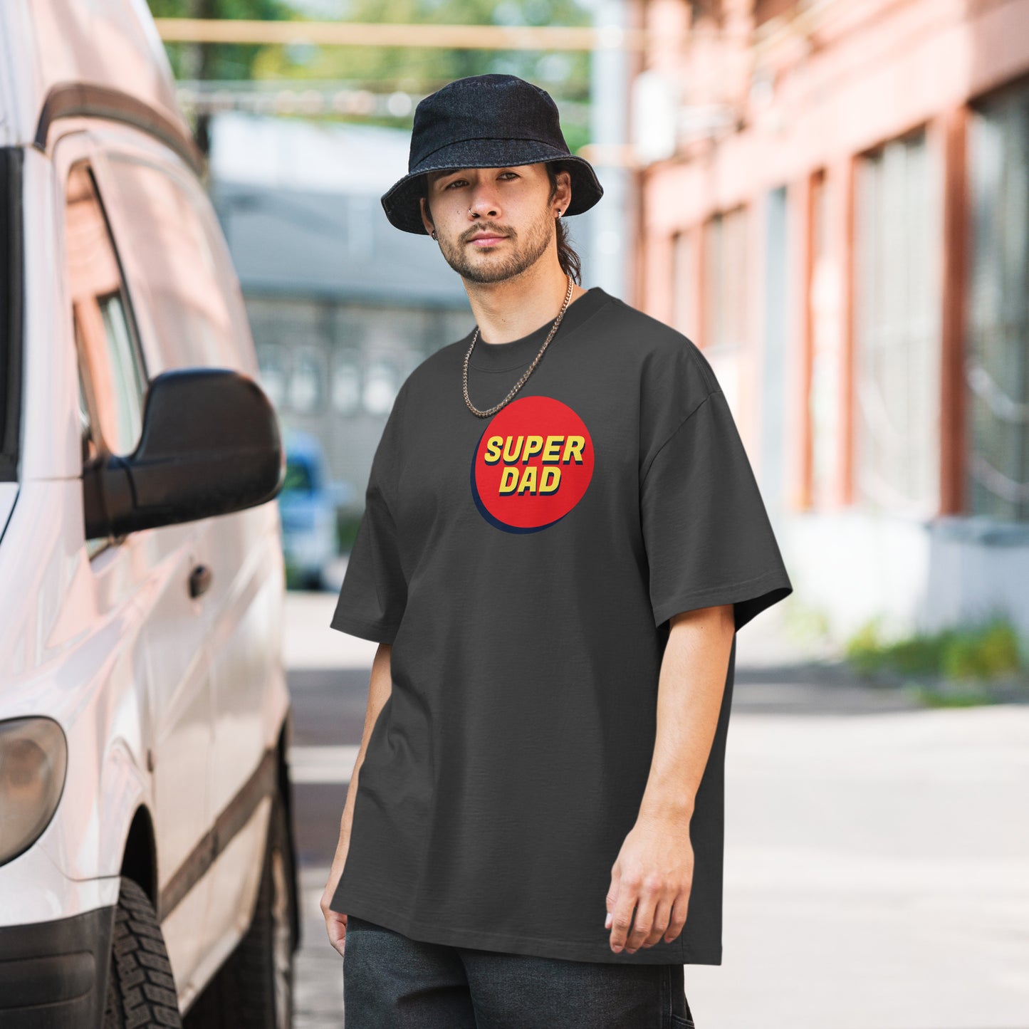 Oversized Super Dad faded t-shirt